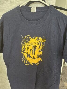Boys Navy Graphic Tee with Yellow Abstract Print